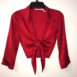 Red silk blouse